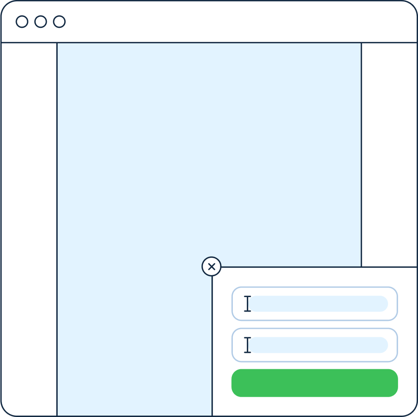 Illustratie zwevende box formulier MailBlue