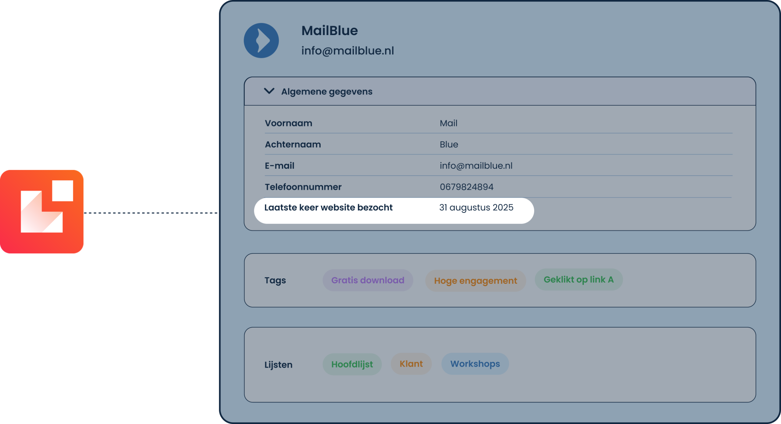 Illustratie Leadinfo x MailBlue - CRM en relatiebeheer bijwerken