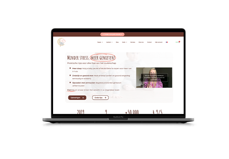 Snuggles en Dreams website - mock-up laptop